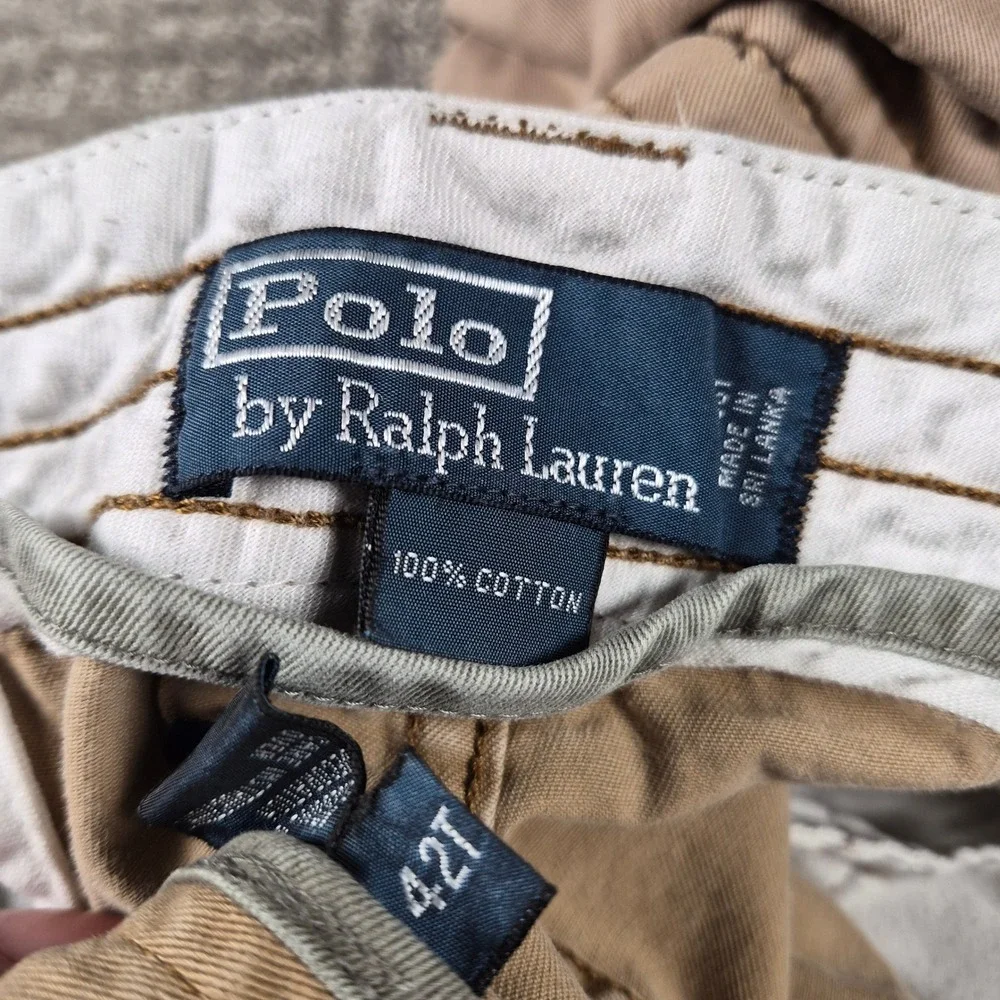 Vintage Polo Ralph Lauren Cargo Shorts Mens 42T Khaki Gellar Canvas Heavy Cotton